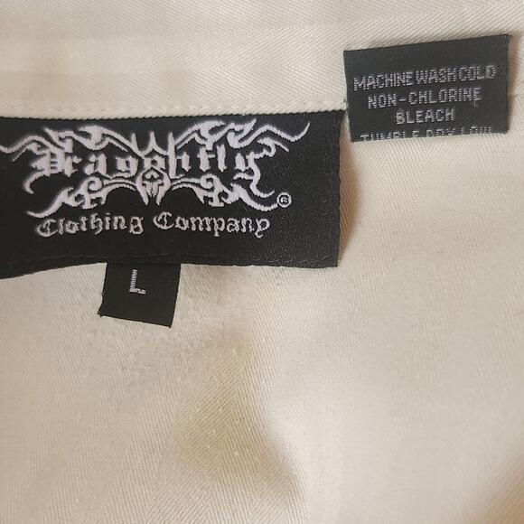 Vintage 90s Dragonfly Mens Shirt Size Large Beige Short Sleeve Button Down Y2k - Picture 3 of 7